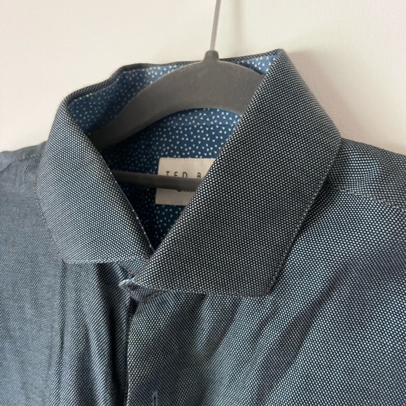 Ted Baker Dark Blue Lightweight Button Down 100% cotton dress shirt NWOT - Picture 6 of 7